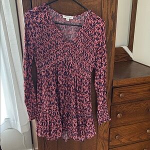 beachlunchlounge Pink and Black Patterned Women's Top